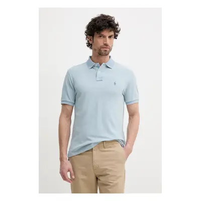 Bavlněné polo tričko Polo Ralph Lauren modrá barva, 710970582