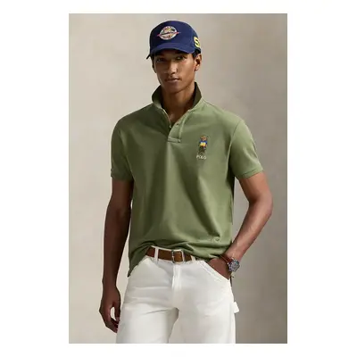 Bavlněné polo tričko Polo Ralph Lauren zelená barva, 710969633