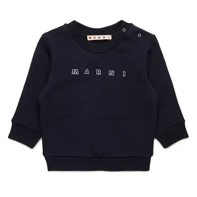 Dětská bavlněná mikina Marni MS319B SWEAT-SHIRT tmavomodrá barva, s potiskem, M01437