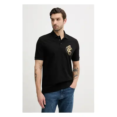 Bavlněné polo tričko Armani Exchange černá barva, s potiskem, XM000215 AF10366