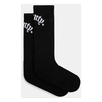 Ponožky Marcelo Burlon County Goth Short Socks Black White pánské, černá barva, CMRA015S25KNI003