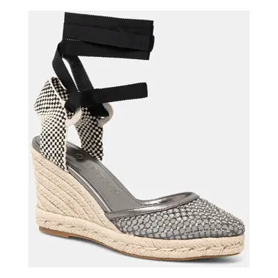 Espadrilky Guess CHARMI černá barva, na klínku, FLJCHA FAB04