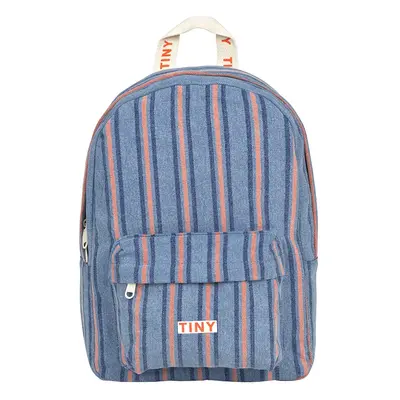 Dětský batoh Tinycottons STRIPES DENIM BACKPACK modrá barva, malý, vzorovaný, SS25-398