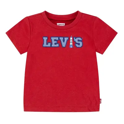 Bavlněné dětské tričko Levi's LOGO CHAMBRAY APPLIQUE TEE červená barva, s aplikací, 6EM317