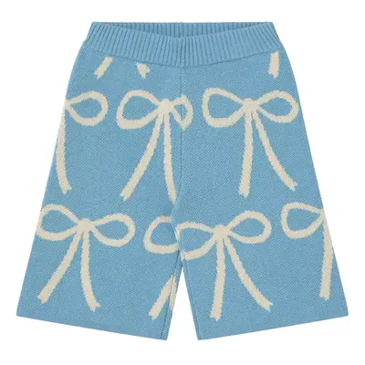 Dětské bavlněné kalhotky Tinycottons BOWS BABY KNITTED PANT modrá barva, SS25-324