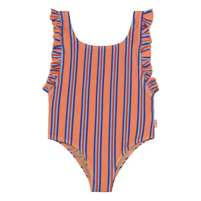 Jednodílné dětské plavky Tinycottons STRIPES SWIMSUIT oranžová barva, SS25-277