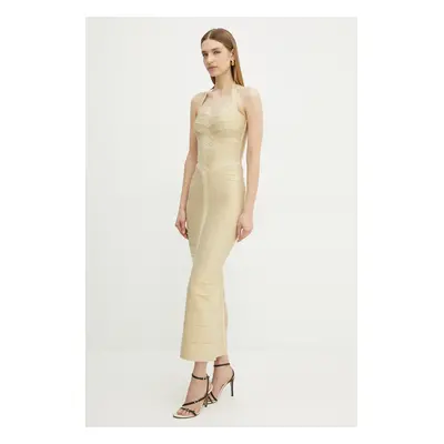 Šaty Herve Leger Iris zlatá barva, maxi, HLM8505780