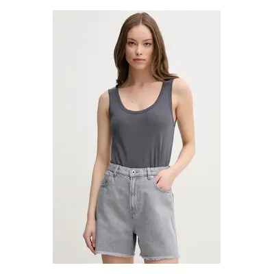 Plátěný top Calvin Klein šedá barva, K20K208396