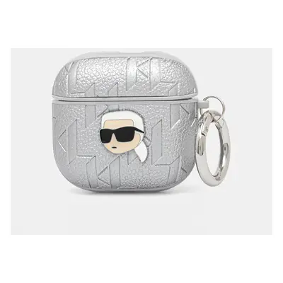 Pouzdro na airpod Karl Lagerfeld AirPods 4 stříbrná barva, KLA4PGKIPS