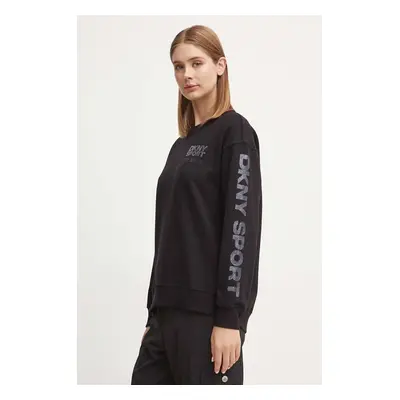 Mikina Dkny dámská, černá barva, s potiskem, DP4T9970