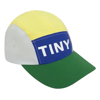 Dětská baseballová čepice Tinycottons COLOR BLOCK CAP zelená barva, s potiskem, SS25-423