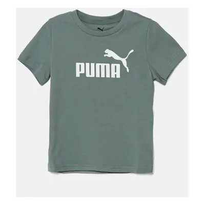 Dětské bavlněné tričko Puma ESS No. 1 Logo Tee zelená barva, s potiskem, 684930