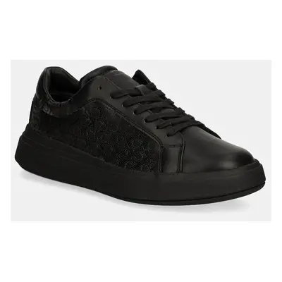 Sneakers boty Calvin Klein LOW TOP LACE UP LTH MONO černá barva, HM0HM01557