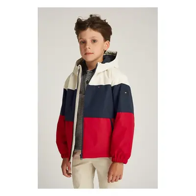 Dětská bunda Tommy Hilfiger červená barva, KB0KB09365