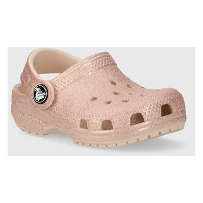 Dětské pantofle Crocs růžová barva