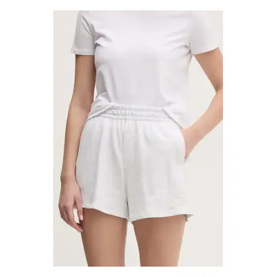 Bavlněné šortky Dkny dámské, šedá barva, hladké, high waist, DP5S5252