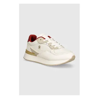 Kožené sneakers boty Tommy Hilfiger CHIC CHUNKY RUNNER béžová barva, FW0FW08203