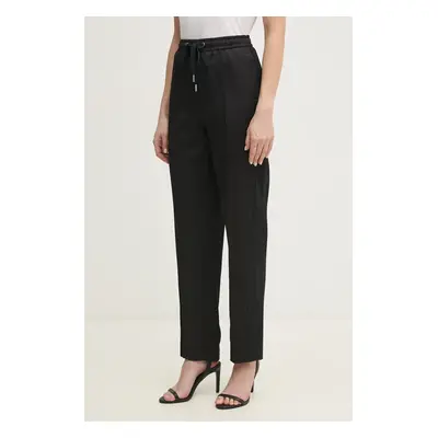 Kalhoty Dkny dámské, černá barva, jednoduché, high waist, P5AK7A36