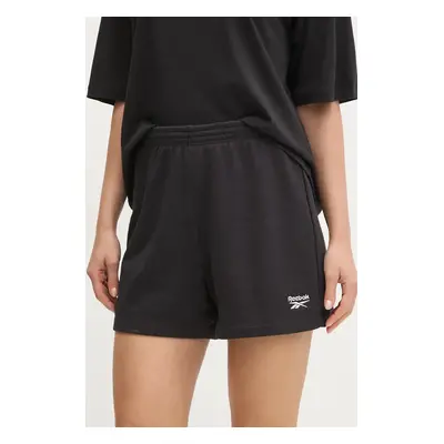 Kraťasy Reebok Classic dámské, černá barva, hladké, high waist, 100221535