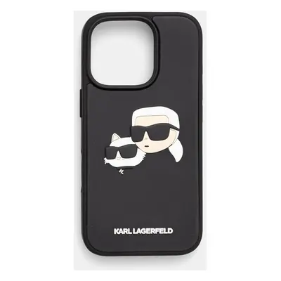 Obal na telefon Karl Lagerfeld iPhone 16 Pro černá barva, KLHCP16LRBCKCHLK