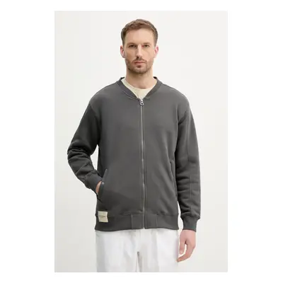 Mikina Alpha Industries Studio Edition Fleece Bomber pánská, šedá barva, hladká, 156302