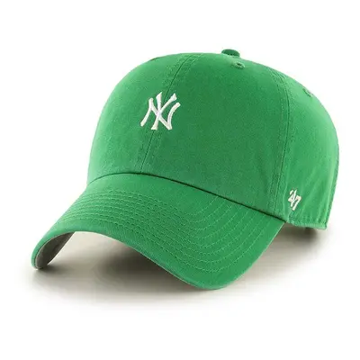 Bavlněná baseballová čepice 47brand MLB New York Yankees zelená barva, s aplikací, B-BSRNR17GWS-