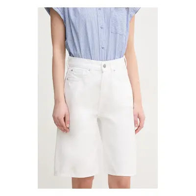 Džínové šortky Pepe Jeans BERMUDA SHORT UHW WHT dámské, bílá barva, hladké, high waist, PL801181