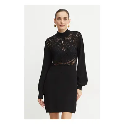 Vlněné šaty Twinset černá barva, mini, oversize, 242TP3470