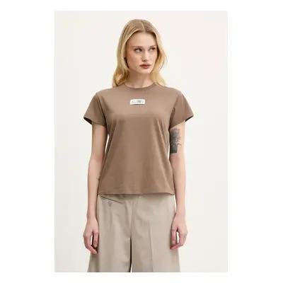 Bavlněné tričko MM6 Maison Margiela hnědá barva, S52GC0326