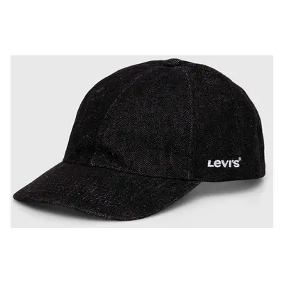 Bavlněná baseballová čepice Levi's černá barva