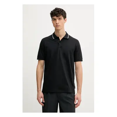 Bavlněné polo tričko Armani Exchange černá barva, s potiskem, XM000466 AF10337