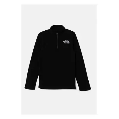 Dětská mikina The North Face GLACIER 1/4 ZIP PULLOVER černá barva, s aplikací, NF0A8AZMJK31