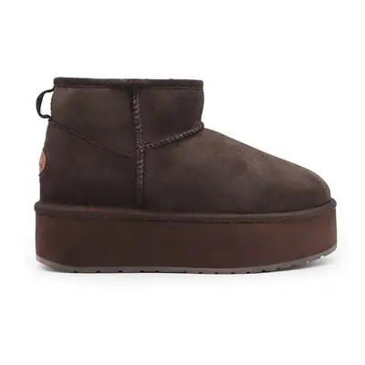 Semišové sněhule Emu Australia Stinger Micro Flatform hnědá barva, W13082.CHOC