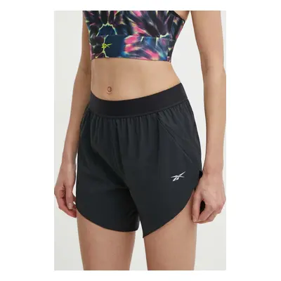 Běžecké šortky Reebok černá barva, high waist, 100075409