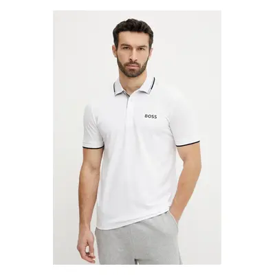 Polo tričko BOSS Green bílá barva, s aplikací, 50469102