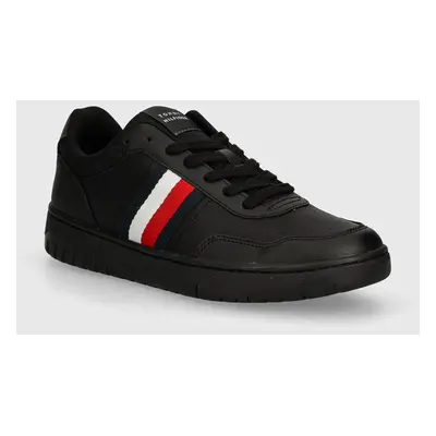 Kožené sneakers boty Tommy Hilfiger TH BASKET CORE LITE černá barva, FM0FM05116