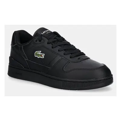 Kožené sneakers boty Lacoste T-Clip Set černá barva, 48SMA0031