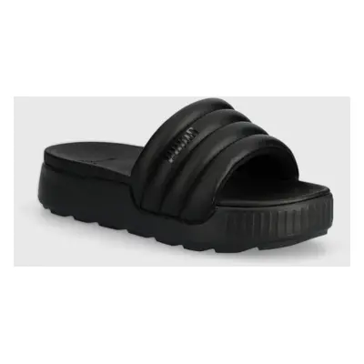 Pantofle Puma Karmen Slide Puffy dámské, černá barva, na platformě, 395399