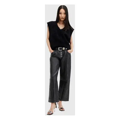 Bavlněné kalhoty AllSaints TAY CARPENTER černá barva, široké, medium waist, W022EB