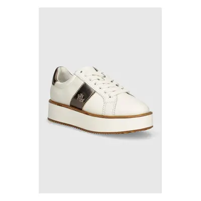 Kožené sneakers boty Lauren Ralph Lauren Amelia bílá barva, 802947677001