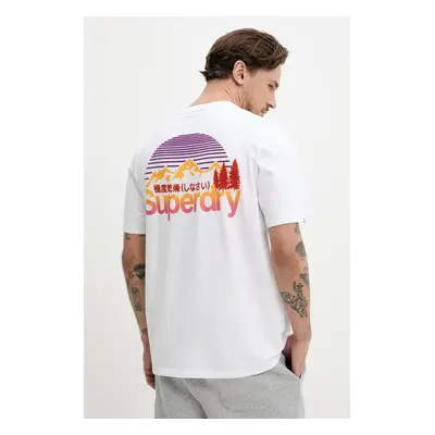 Bavlněné tričko Superdry bílá barva, s potiskem, M1012175A-01C