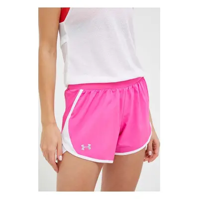 Běžecké šortky Under Armour Fly-By 2.0 růžová barva, medium waist