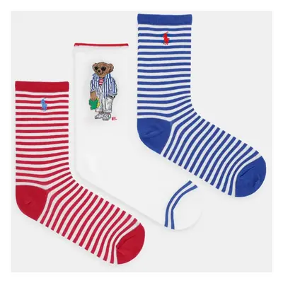 Ponožky Polo Ralph Lauren 3-pack dámské, bílá barva, 455972027