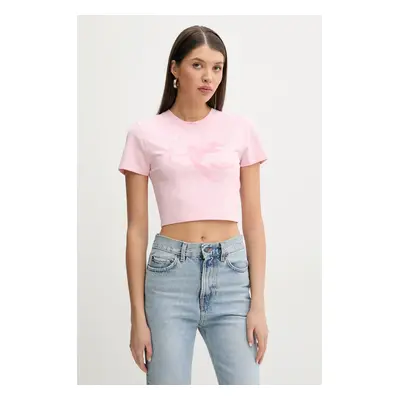 Bavlněné tričko Fiorucci Cupid Print Cropped T-Shirt růžová barva, W02SPTSH094CJ03PN02