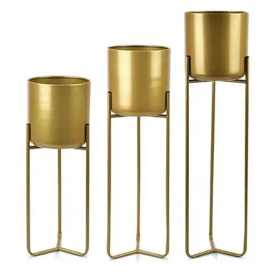 Sada květináčů se stojanem Affek Design Swen Gold 3-pack