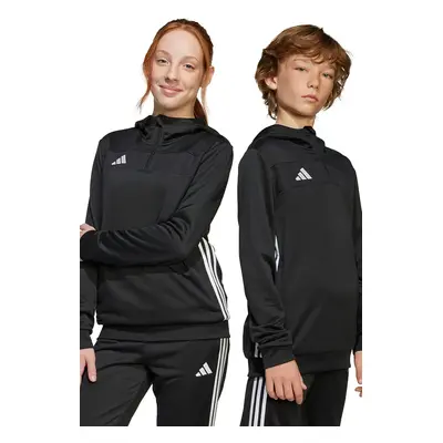 Dětská mikina adidas Performance černá barva, s kapucí, s aplikací, JD3053