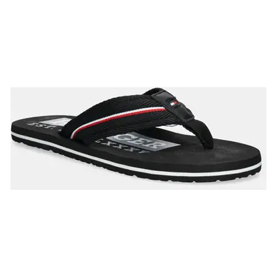 Žabky Tommy Hilfiger CORPORATE HILFIGER BEACH SANDAL pánské, černá barva, FM0FM05436