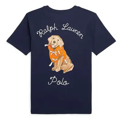 Dětské bavlněné tričko Polo Ralph Lauren tmavomodrá barva, s potiskem, 323964136001