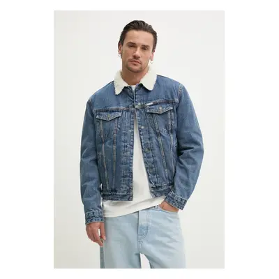 Bavlněná džínová bunda Guess Jeans modrá barva, zimní, M4BN44 D5EJ1