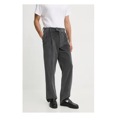 Manšestrové kalhoty Drôle de Monsieur Le Pantalon Golfeur Corduroy šedá barva, E.BP165.CO156.DGR